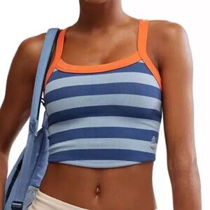 FP Movement by Free People Blue and Orange Striped Tank Top